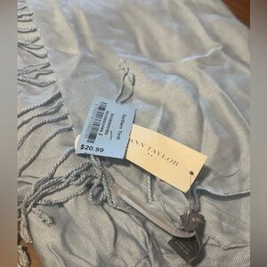 Ann Taylor Soft Light Blue Fringed Wrap Scarf